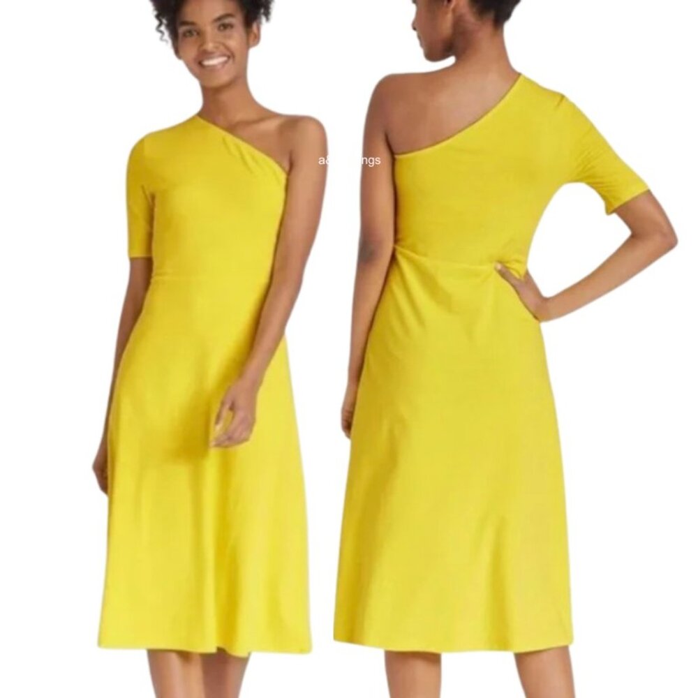 Who What Wear Yellow One Shoulder Dress Size M